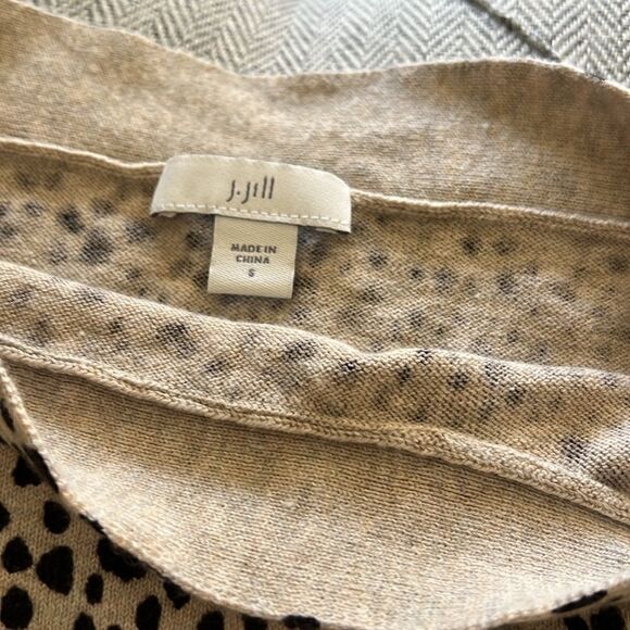 LADIES JJILL BOAT-NECK SWEATER OCELOT PATTERN Size Small 3/4 Sleeve - Picture 10 of 14
